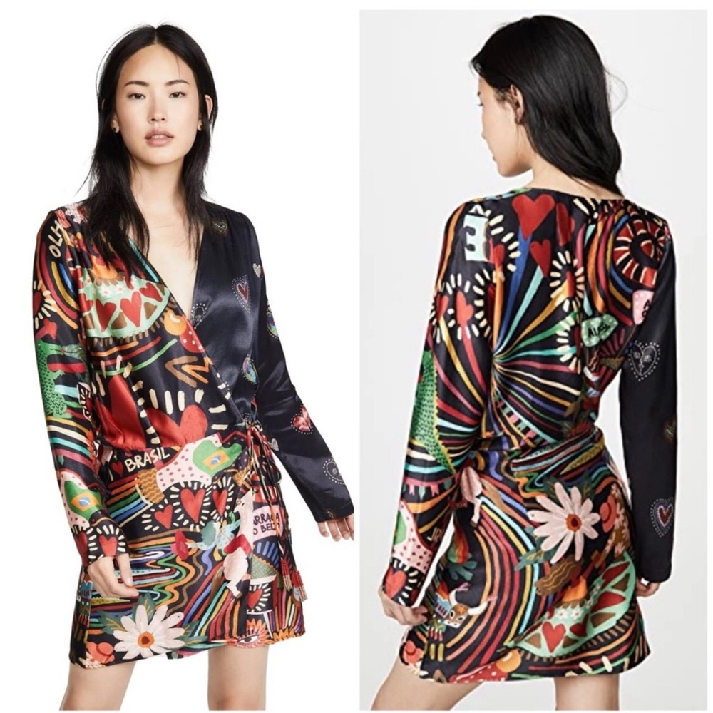 Farm Rio Carnival Hearts Wrap Dress NWT